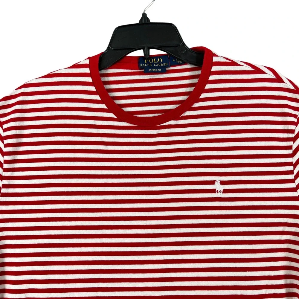 Polo Ralph Lauren Striped T-Shirt Mens M Red White Horizontal Stripe Casual Tee